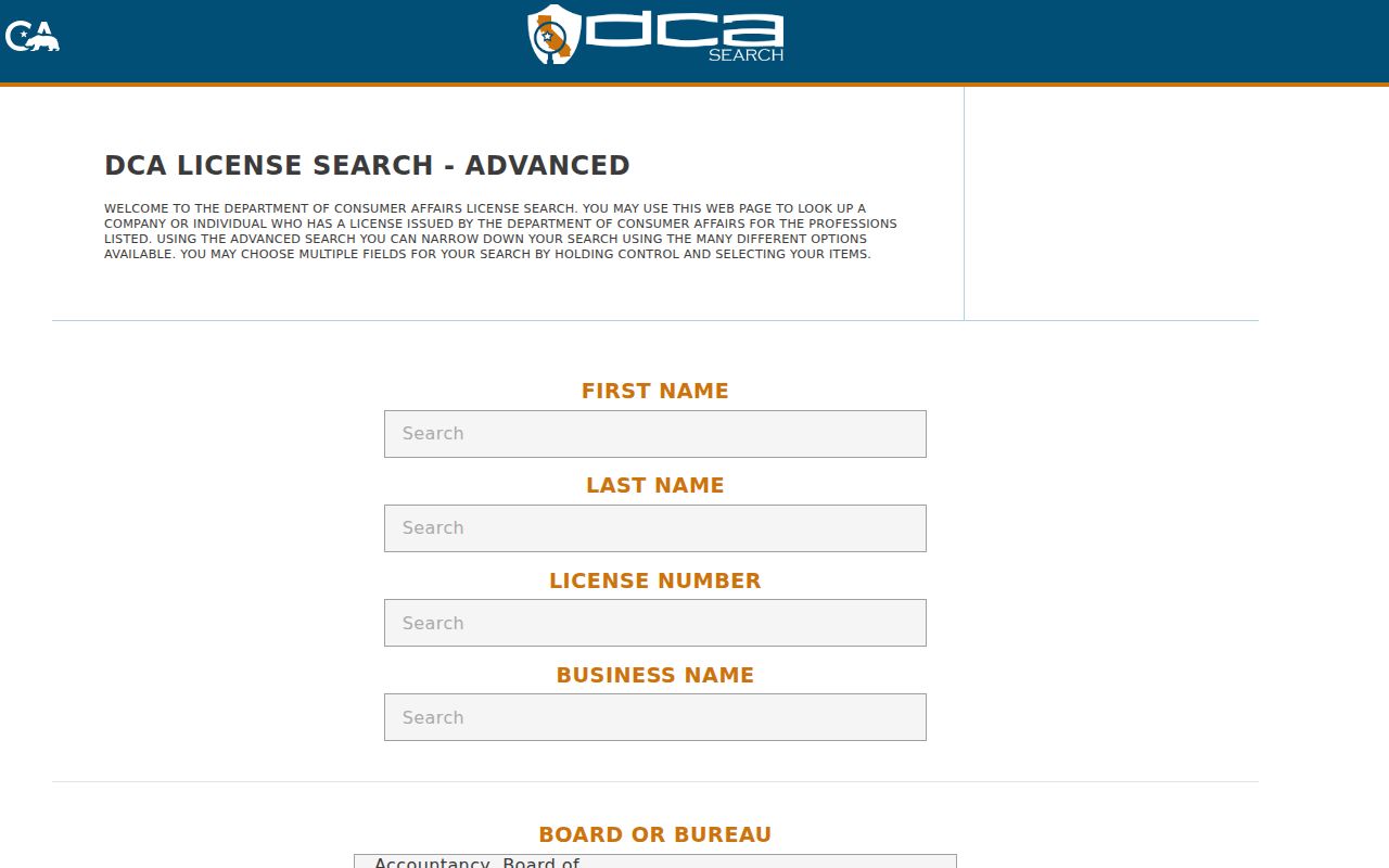 San Ramon people search through California professional license records