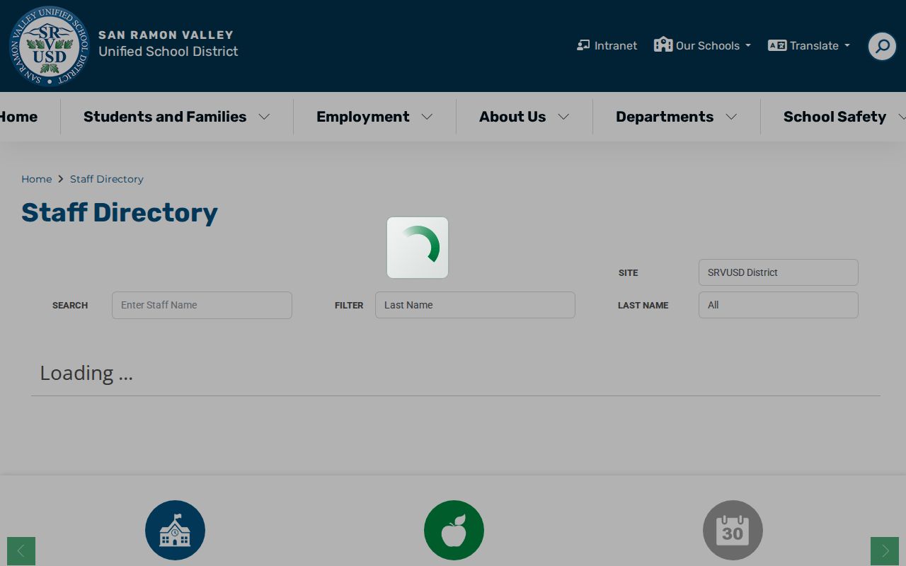 San Ramon people directories view of the SRVUSD staff directory