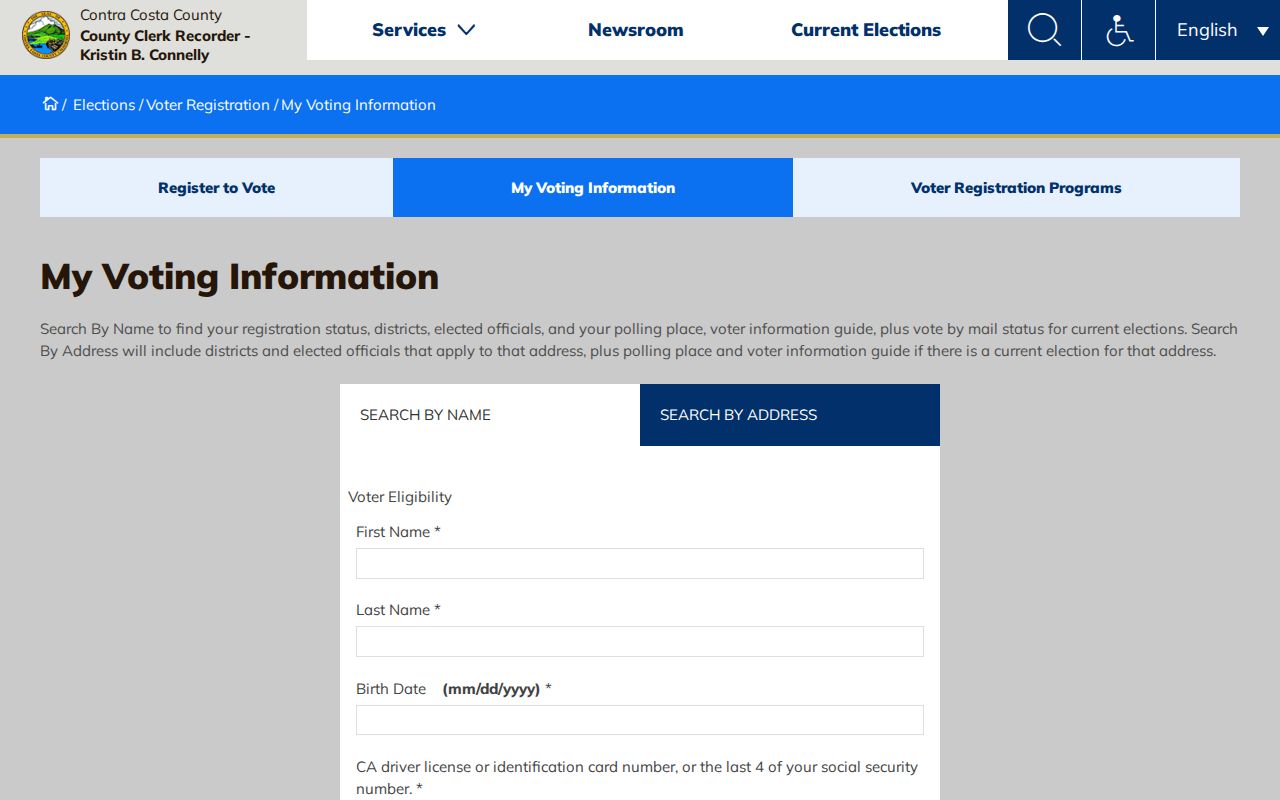 San Ramon voter records lookup through Contra Costa My Voting Information